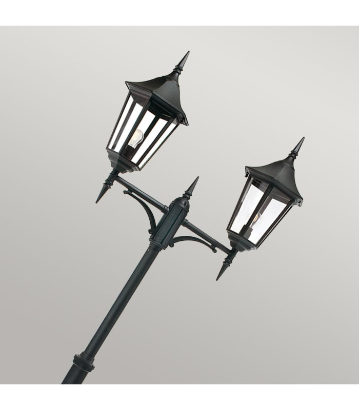 Valencia Grande Twin Head Outdoor Lamp Post Black IP54-3