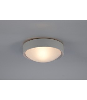 IP44 1 Light E27 Flush Ceiling Light, Satin Nickel Frame with Frosted Glass - 2