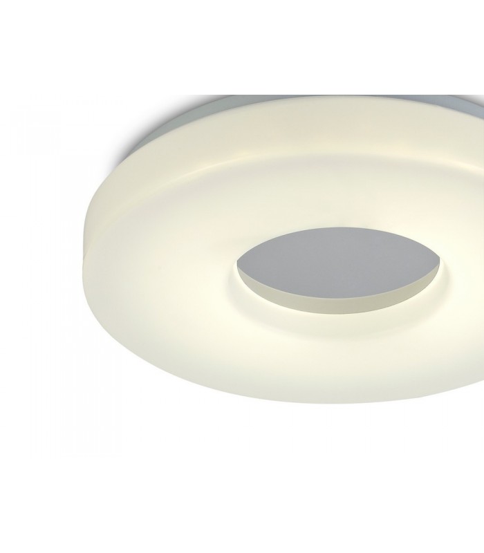 IP44 18W LED Medium Flush Ceiling Light, 4000K 1400lm CRI80, Polished Chrome with White Acrylic Diffuser - 5