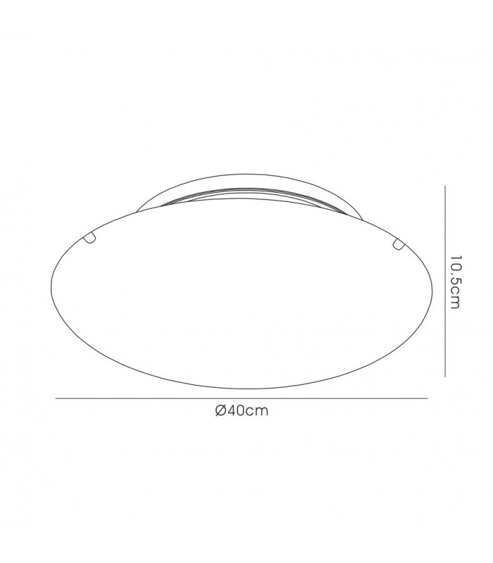 18W LED Medium Flush Ceiling Light, 400mm Round, 4000K 1500lm CRI80, Sunray Pattern Glass with Polished Chrome Detail - 3