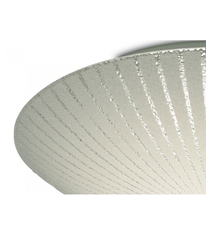 18W LED Medium Flush Ceiling Light, 400mm Round, 4000K 1500lm CRI80, Sunray Pattern Glass with Polished Chrome Detail - 6