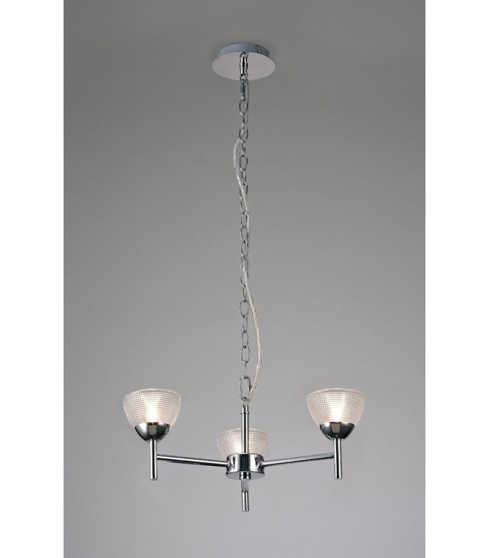 Ceiling 3 Light G9 Ceiling Pendant, Semi Ceiling, Polished Chrome with Clear Prismatic Glass - 2