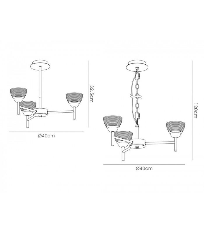 Ceiling 3 Light G9 Ceiling Pendant, Semi Ceiling, Polished Chrome with Clear Prismatic Glass - 3