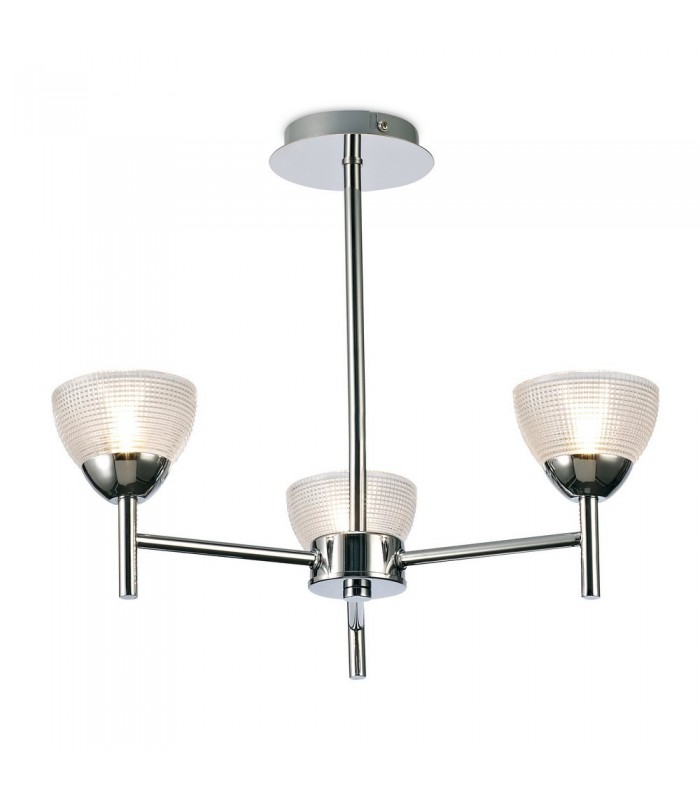 Ceiling 3 Light G9 Ceiling Pendant, Semi Ceiling, Polished Chrome with Clear Prismatic Glass - 4