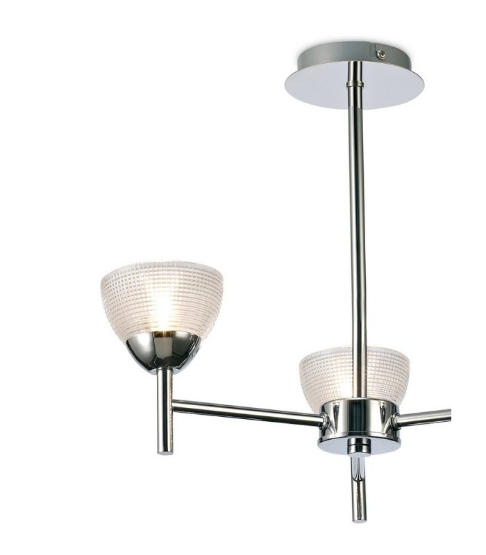 Ceiling 3 Light G9 Ceiling Pendant, Semi Ceiling, Polished Chrome with Clear Prismatic Glass - 6