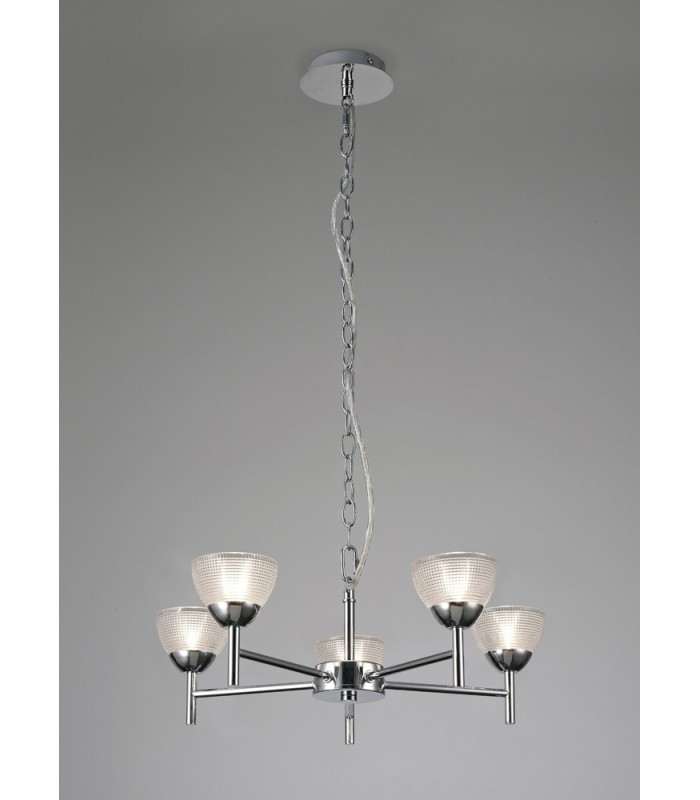 Ceiling 5 Light G9 Ceiling Pendant, Semi Ceiling, Polished Chrome with Clear Prismatic Glass - 2