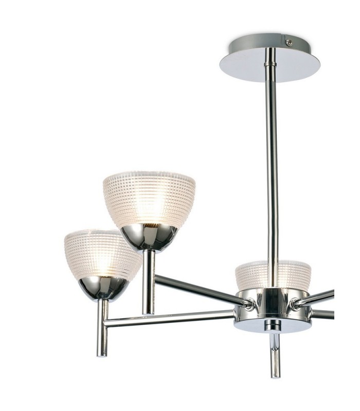 Ceiling 5 Light G9 Ceiling Pendant, Semi Ceiling, Polished Chrome with Clear Prismatic Glass - 6