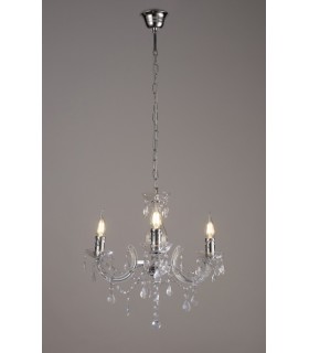 Chandelier with Acrylic Sconce & Acrylic Crystal Droplets 3 Light E14 Polished Chrome - 2