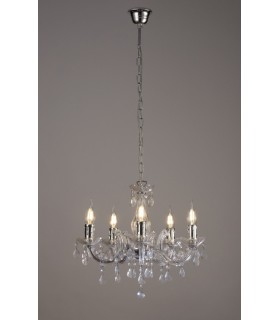 Chandelier with Acrylic Sconce & Acrylic Droplets 5 Light E14 Polished Chrome - 2