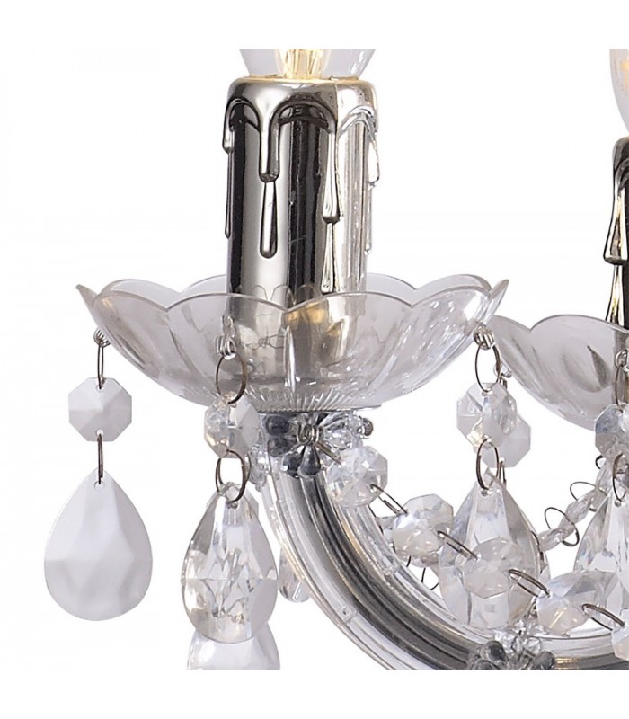 Chandelier with Acrylic Sconce & Acrylic Droplets 5 Light E14 Polished Chrome - 9