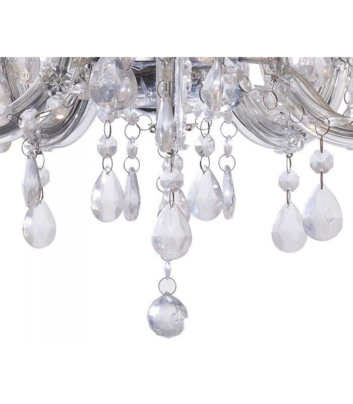Chandelier with Acrylic Sconce & Acrylic Droplets 5 Light E14 Polished Chrome - 10