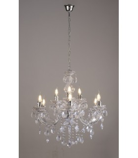 Chandelier with Acrylic Sconce & Acrylic Droplets 6+3 Light E14 Polished Chrome - 2