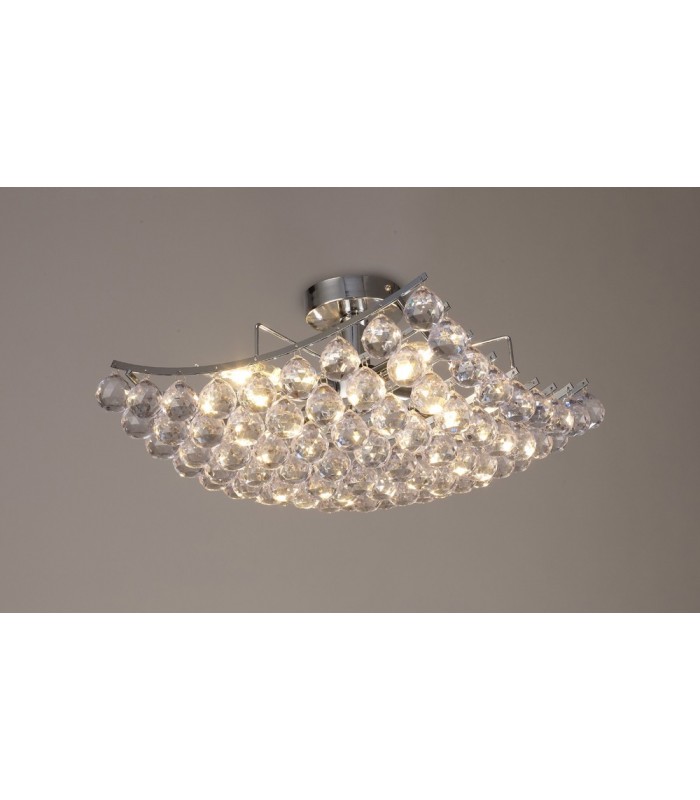 Flush Ceiling Lamp with Acrylic Spheres, 4 Light E14 Polished Chrome - 2