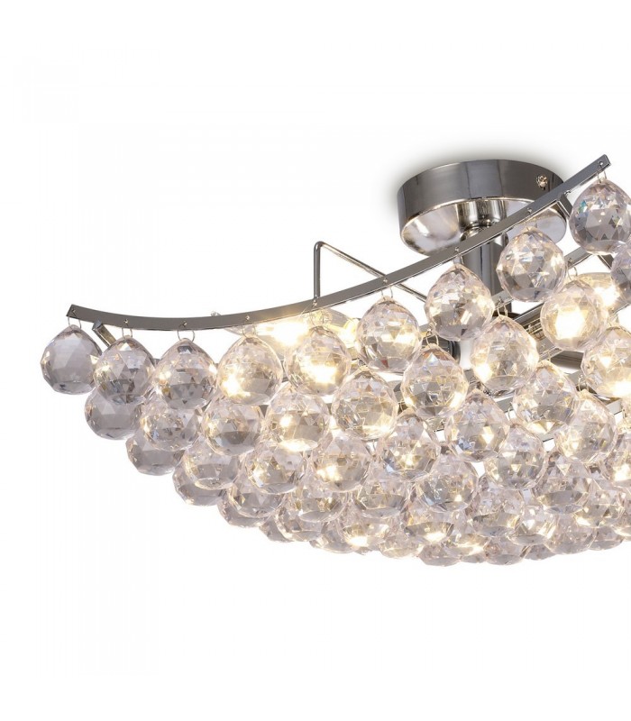 Flush Ceiling Lamp with Acrylic Spheres, 4 Light E14 Polished Chrome - 4
