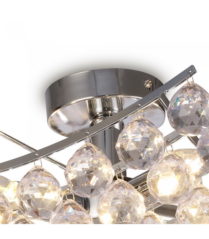 Flush Ceiling Lamp with Acrylic Spheres, 4 Light E14 Polished Chrome - 5