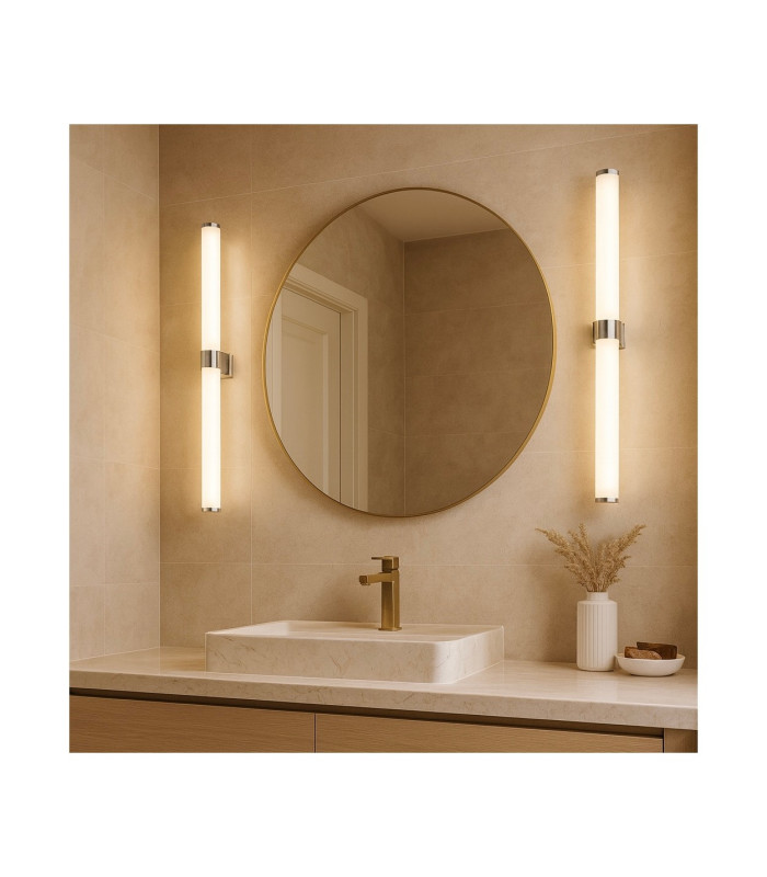 Batumi LED Bathroom Wall Lamp Chrome Opal Diffuser IP44 2540lm 3000K-2