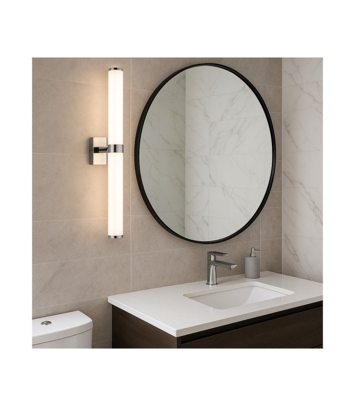Batumi LED Bathroom Wall Lamp Chrome Opal Diffuser IP44 2540lm 3000K-6