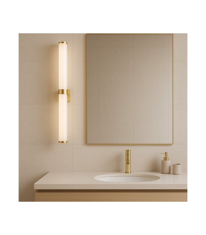 Batumi LED Bathroom Wall Lamp Brass Opal Diffuser IP44 2540lm 3000K-2