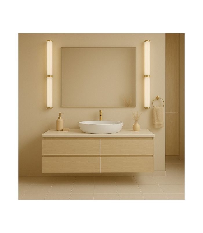 Batumi LED Bathroom Wall Lamp Brass Opal Diffuser IP44 2540lm 3000K-6