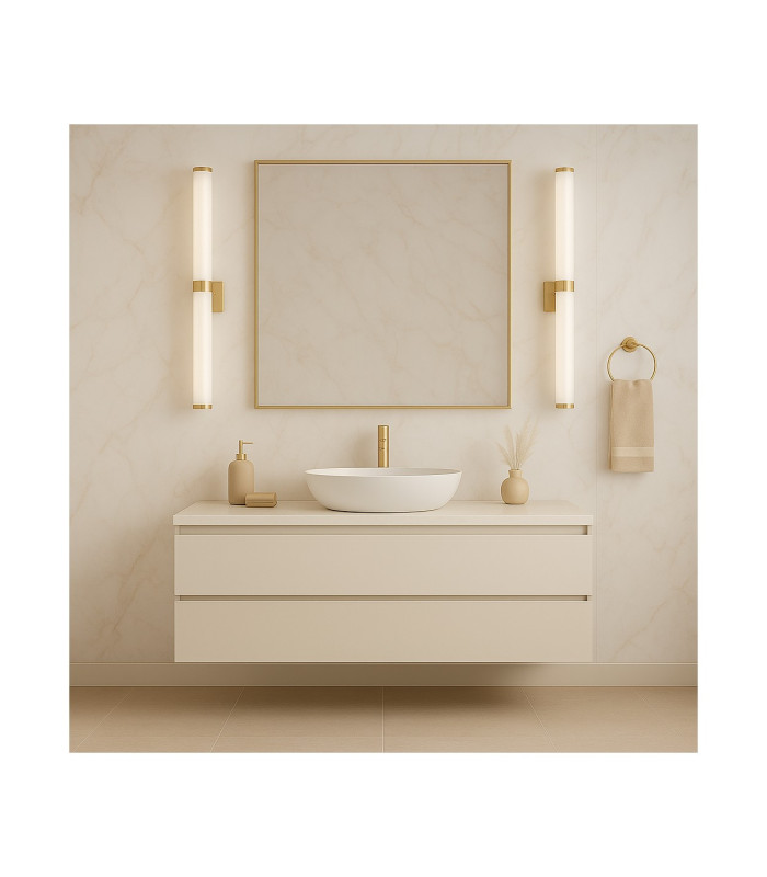 Batumi LED Bathroom Wall Lamp Brass Opal Diffuser IP44 2540lm 3000K-7