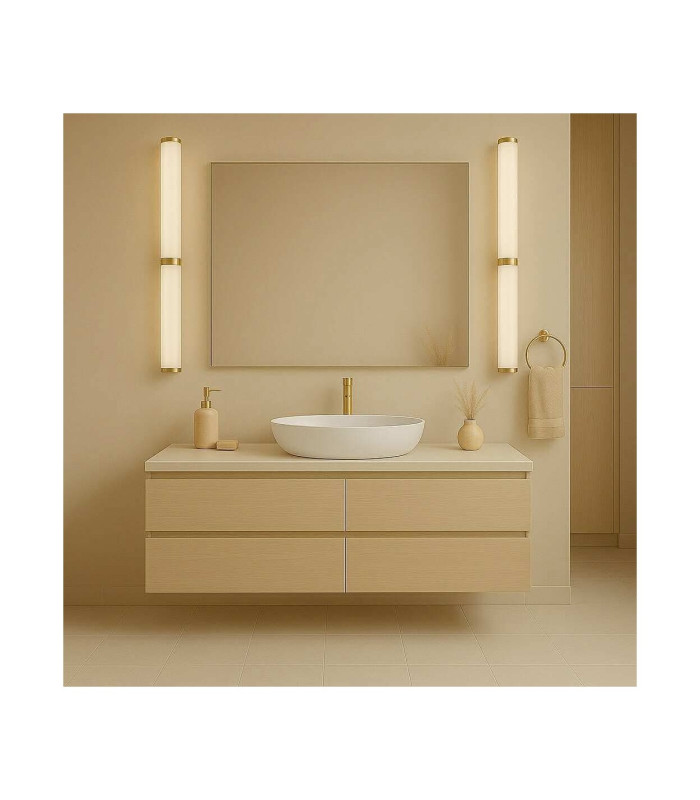 Batumi LED Bathroom Wall Lamp Brass Opal Diffuser IP44 2540lm 3000K-8