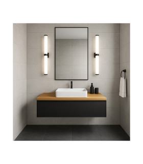 Batumi LED Bathroom Wall Lamp Black Opal Diffuser IP44 2540lm 3000K-2