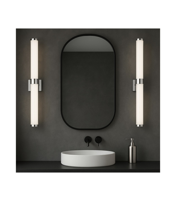 Batumi LED Bathroom Wall Lamp Brushed Nickel Opal Diffuser IP44 2540lm 3000K-2