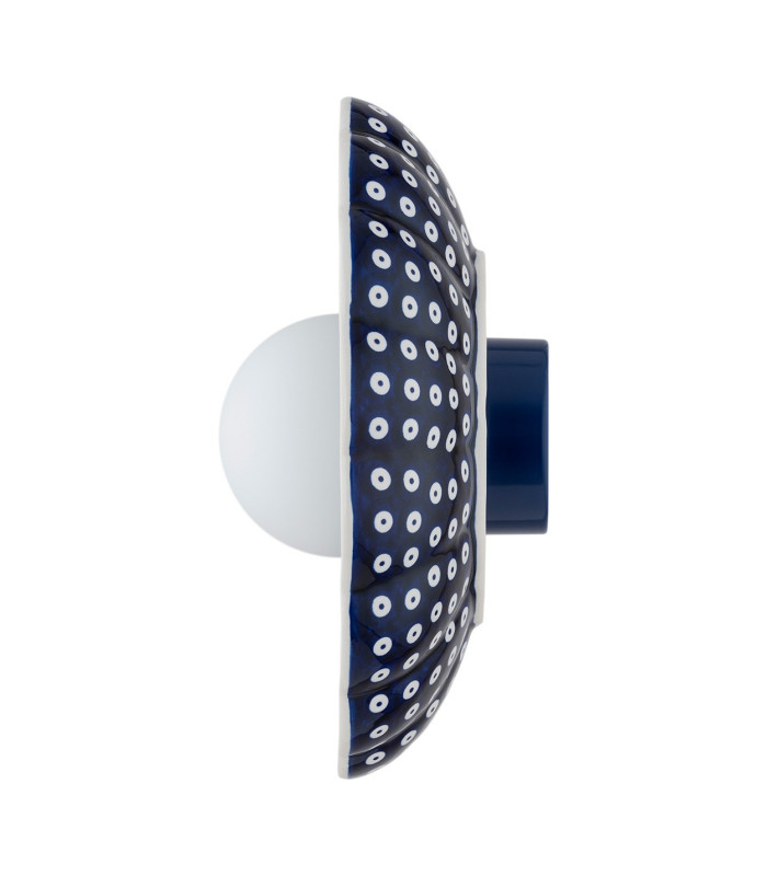 Boll Handmade Shell 28cm Wall Lamp Deep Cobalt Blue White Dots G9 IP44-6