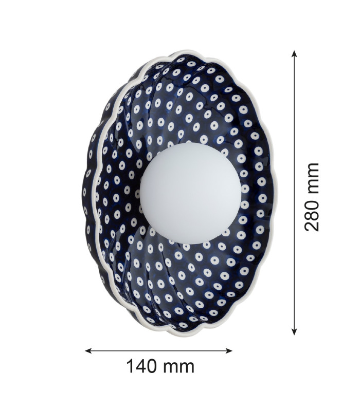 Boll Handmade Shell 28cm Wall Lamp Deep Cobalt Blue White Dots G9 IP44-8