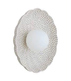 Boll Handmade Shell 28cm Wall Lamp Cream Deep Cobalt Blue Dots G9 IP44-1