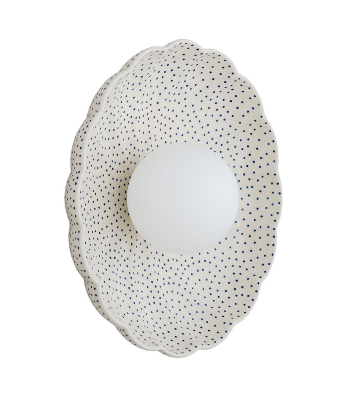 Boll Handmade Shell 28cm Wall Lamp Cream Deep Cobalt Blue Dots G9 IP44-1