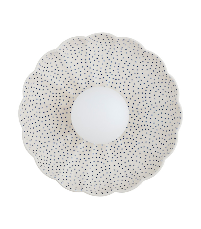 Boll Handmade Shell 28cm Wall Lamp Cream Deep Cobalt Blue Dots G9 IP44-4