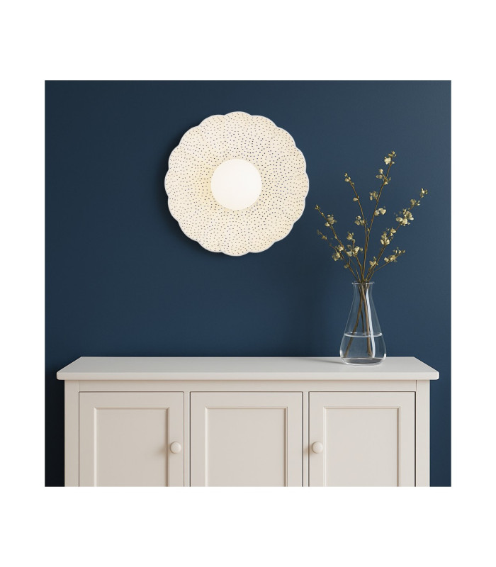 Boll Handmade Shell 28cm Wall Lamp Cream Deep Cobalt Blue Dots G9 IP44-7