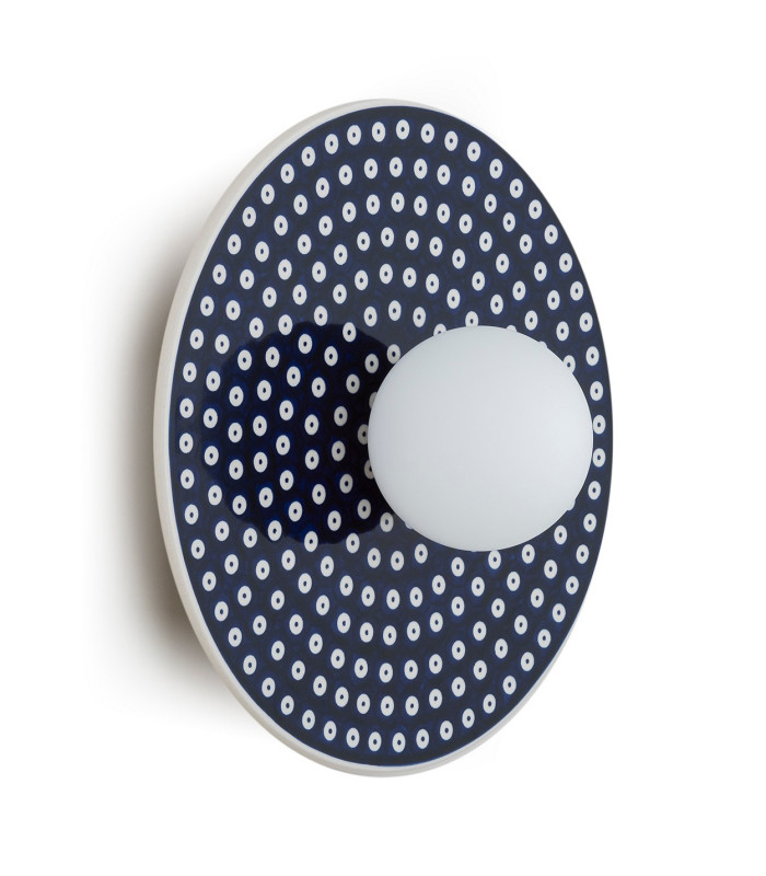 Boll Handmade 30cm Wall Lamp Deep Cobalt Blue White Dots G9 IP44-1