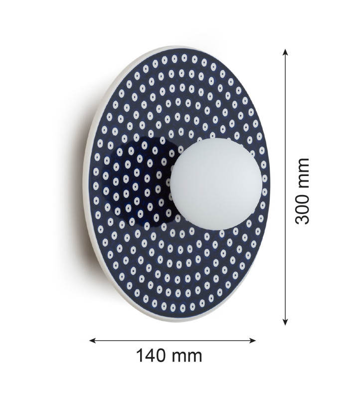 Boll Handmade 30cm Wall Lamp Deep Cobalt Blue White Dots G9 IP44-7