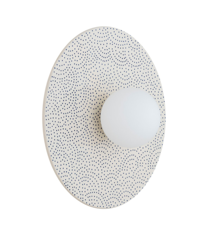 Boll Handmade 30cm Wall Lamp Cream Deep Cobalt Blue Dots G9 IP44-1