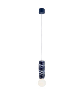 Boll Handmade Slim Pendant Ceiling Light Deep Cobalt Blue White Dots G9 IP44-1