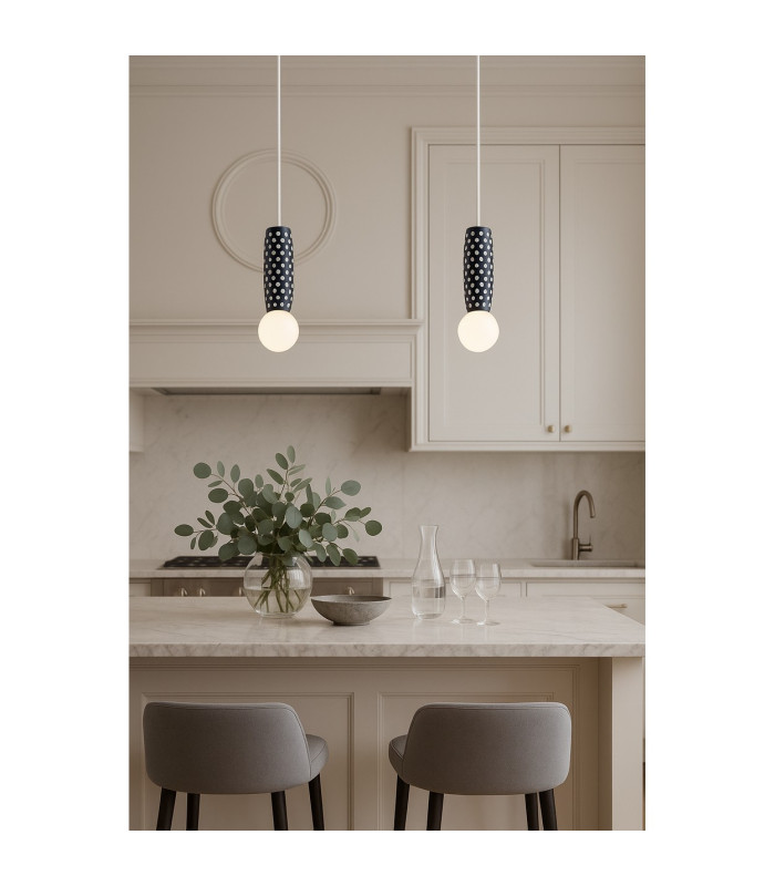Boll Handmade Slim Pendant Ceiling Light Deep Cobalt Blue White Dots G9 IP44-2