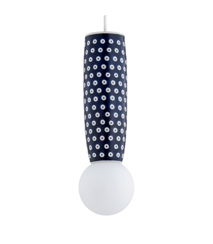 Boll Handmade Slim Pendant Ceiling Light Deep Cobalt Blue White Dots G9 IP44-3