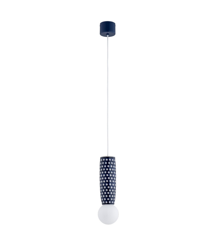 Boll Handmade Slim Pendant Ceiling Light Deep Cobalt Blue White Dots G9 IP44-4