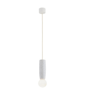 Boll Handmade Slim Pendant Ceiling Light Cream Deep Cobalt Blue Dots G9 IP44-1