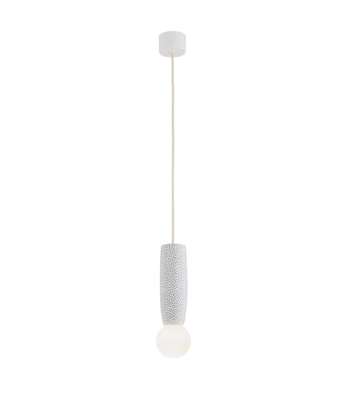 Boll Handmade Slim Pendant Ceiling Light Cream Deep Cobalt Blue Dots G9 IP44-1