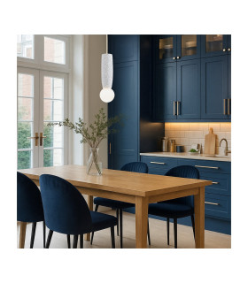 Boll Handmade Slim Pendant Ceiling Light Cream Deep Cobalt Blue Dots G9 IP44-2