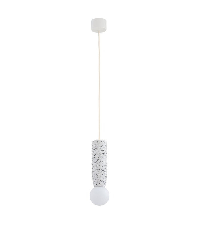 Boll Handmade Slim Pendant Ceiling Light Cream Deep Cobalt Blue Dots G9 IP44-4