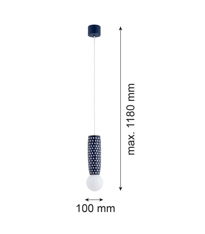 Boll Handmade Slim Pendant Ceiling Light Cream Deep Cobalt Blue Dots G9 IP44-8