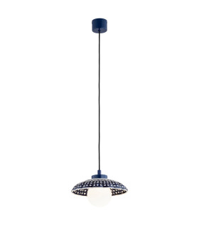 Boll Handmade Dome Pendant Ceiling Light Deep Cobalt Blue White Dots G9 IP44-1