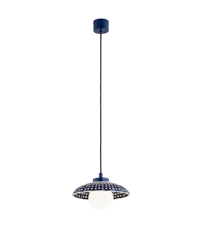 Boll Handmade Dome Pendant Ceiling Light Deep Cobalt Blue White Dots G9 IP44-1