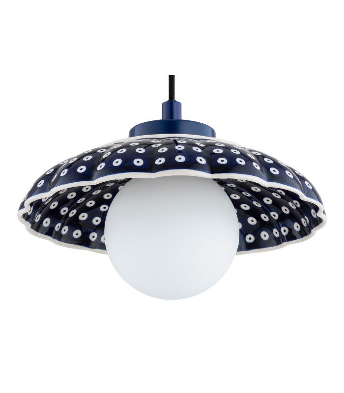 Boll Handmade Dome Pendant Ceiling Light Deep Cobalt Blue White Dots G9 IP44-3