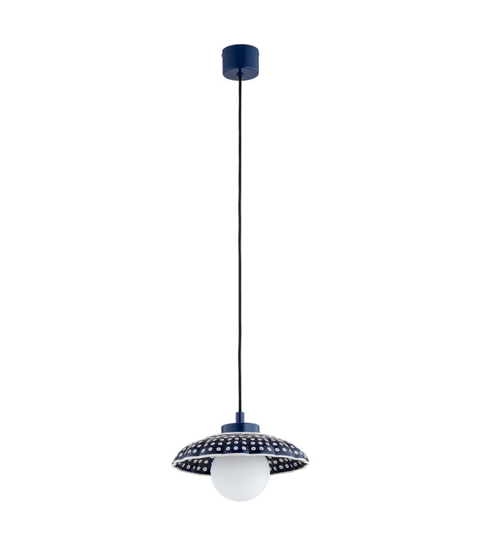 Boll Handmade Dome Pendant Ceiling Light Deep Cobalt Blue White Dots G9 IP44-4