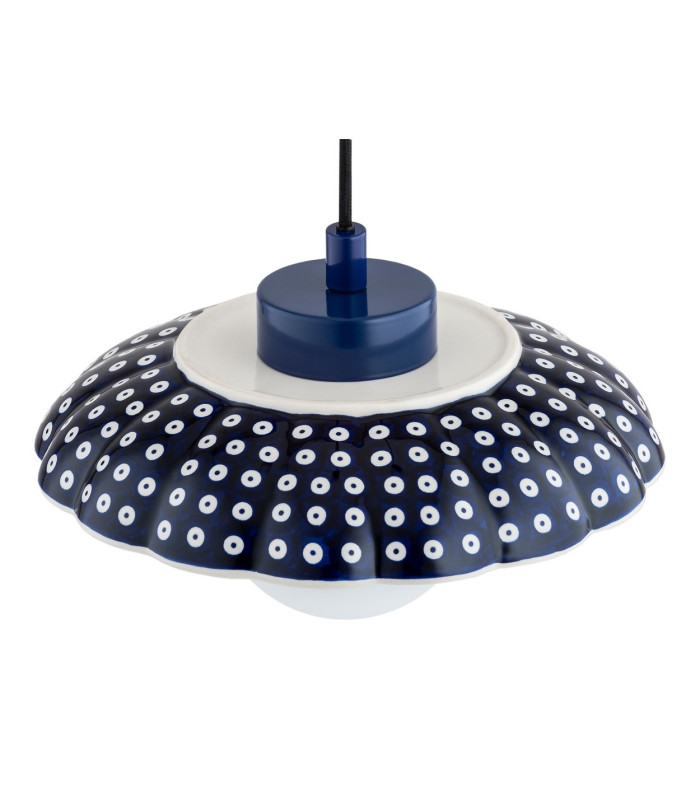 Boll Handmade Dome Pendant Ceiling Light Deep Cobalt Blue White Dots G9 IP44-5